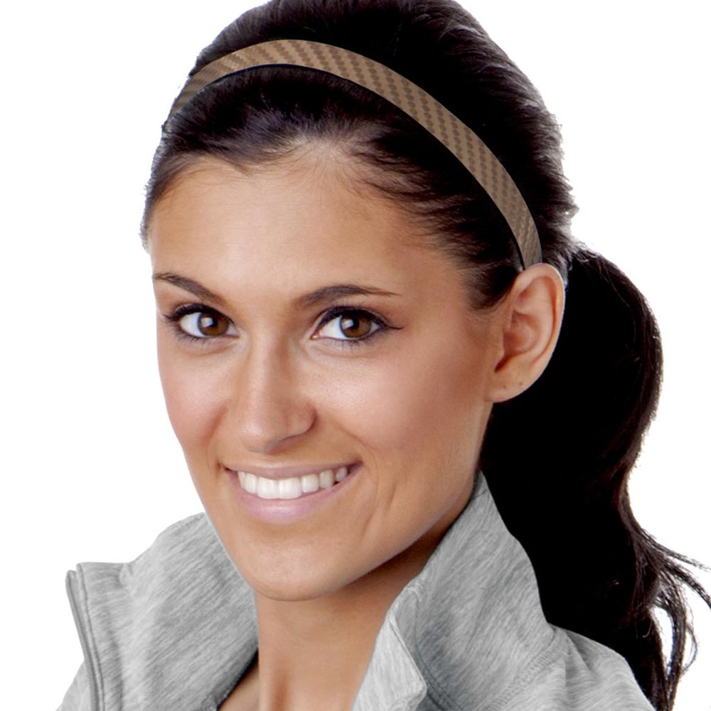 Hipsy Adjustable & No Slip Brown Skinny Tech Sports Lightweight Hair Headband